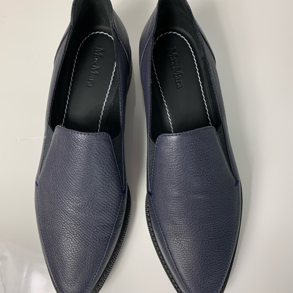 NEW MAXMARA HARDEN Navy Leather Loafers Sh… - Picture 3 of 7